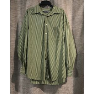 Roundtree and Yorke Mens Button Shirts - Sz 2XL - Green White Stripes